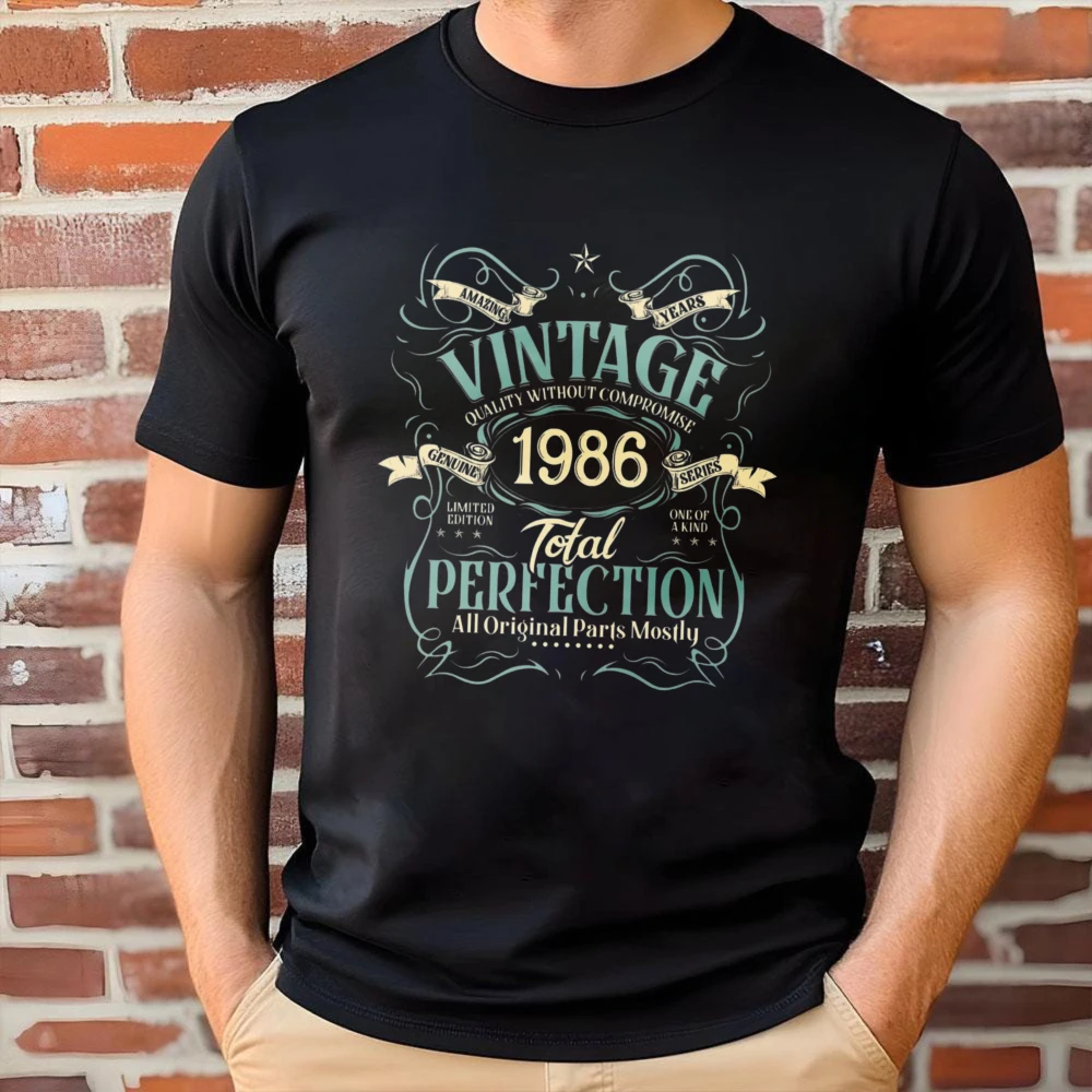 Vintage 1986 40th Birthday T Shirt Custom 40 Years Gift Unisex Cotton Tops Genuine Original Parts Quality Birthday Keepsake Tops