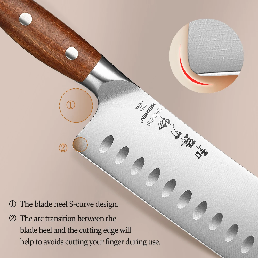 HEZHEN 7.4 Inch Nakiri Knife German 1.4116 Stainless Steel  Japanese Cook Sharp Knife 56-58 HRC Kitchen Knife Gift Box