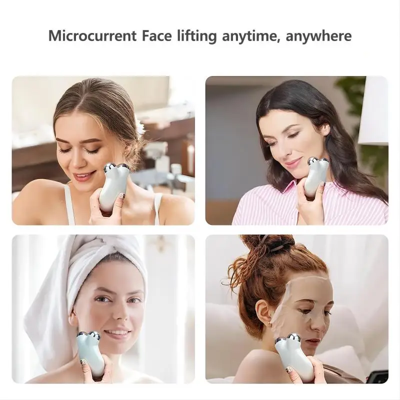 Microcurrent Facial Device EMS Face Lift Roller Massager for Skin Care Vibration Skin Firming Wrinkle Removal Beauty Device