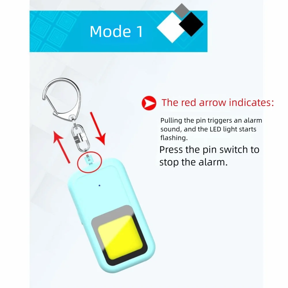 130 DB Safe Sound Personal Alarm Low Battery Notice 2 Modes Alarm Personal Security Alarm with Hanging Hook Portable