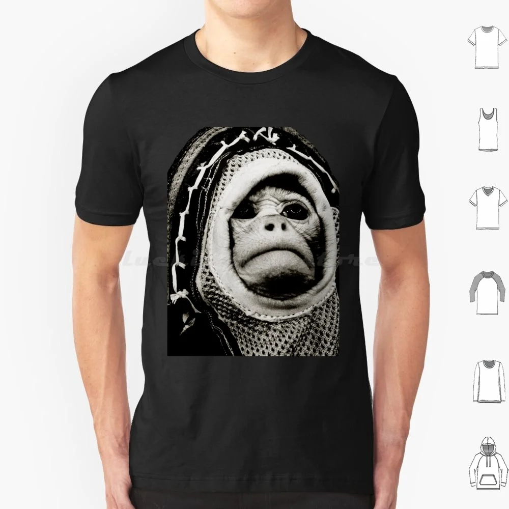 Sad Space Monkey T Shirt Big Size 100% Cotton Space Monkey Ape Chimp Rocket Sad Cute Astronaut Cosmonaut Outer Space Stars Moon