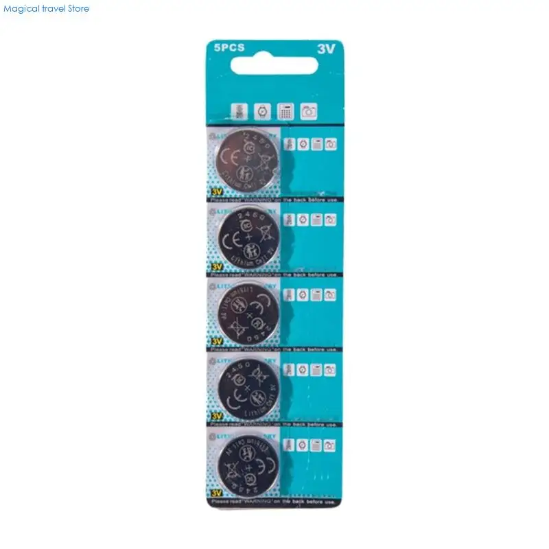 N2UB CR2450 3V Button Cell Batteries 5Pieces CR2450 Batteries For LED Strips Lights Various Electronics Gadgets
