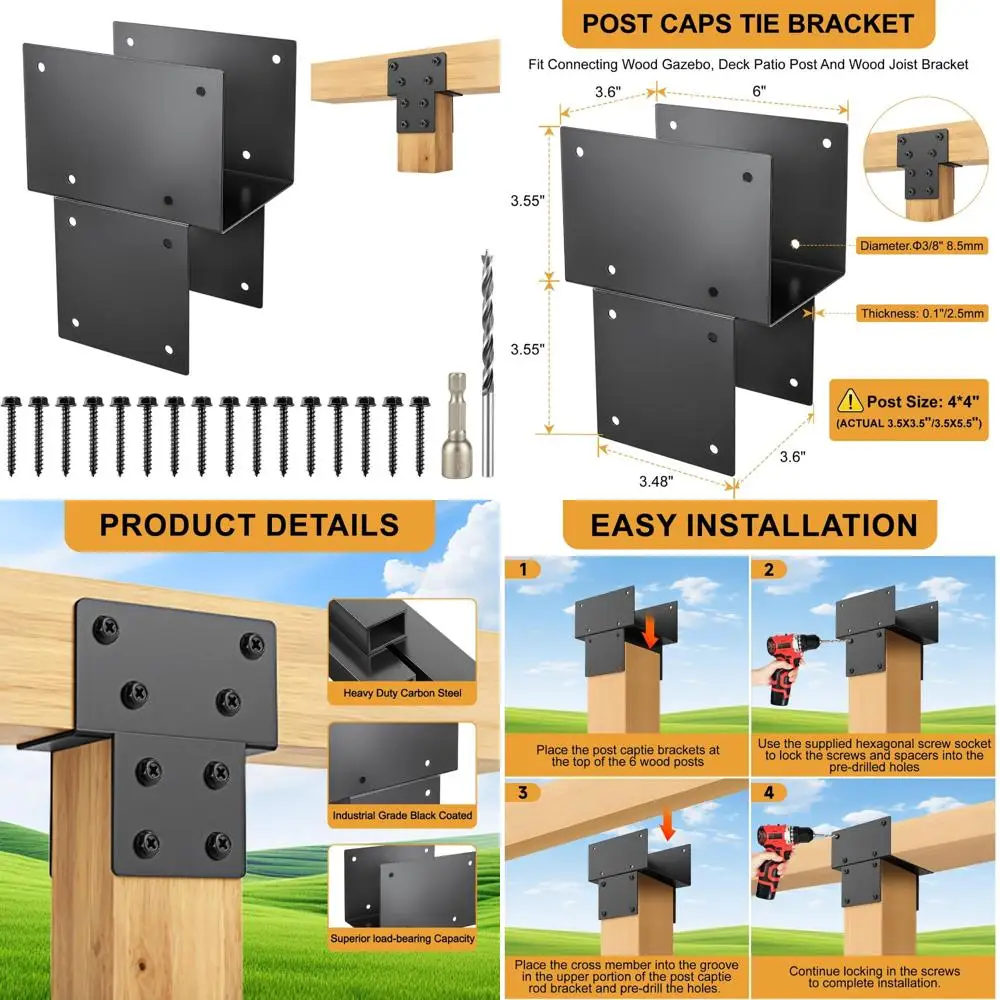 

Сверхмощные стопорные колпачки из нержавеющей стали и оцинкованной стали для деревянных балок, 4x4 (актуальные кронштейны для крепления 3,5x3,5), опора для наружной перголи B
