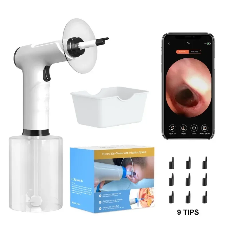 Electric Ear Wax Removal Kit with Soft Eerwax Removal Spray Safe Ear Cleaner with 4 Pressure Settings for Ear Wax Irrigation