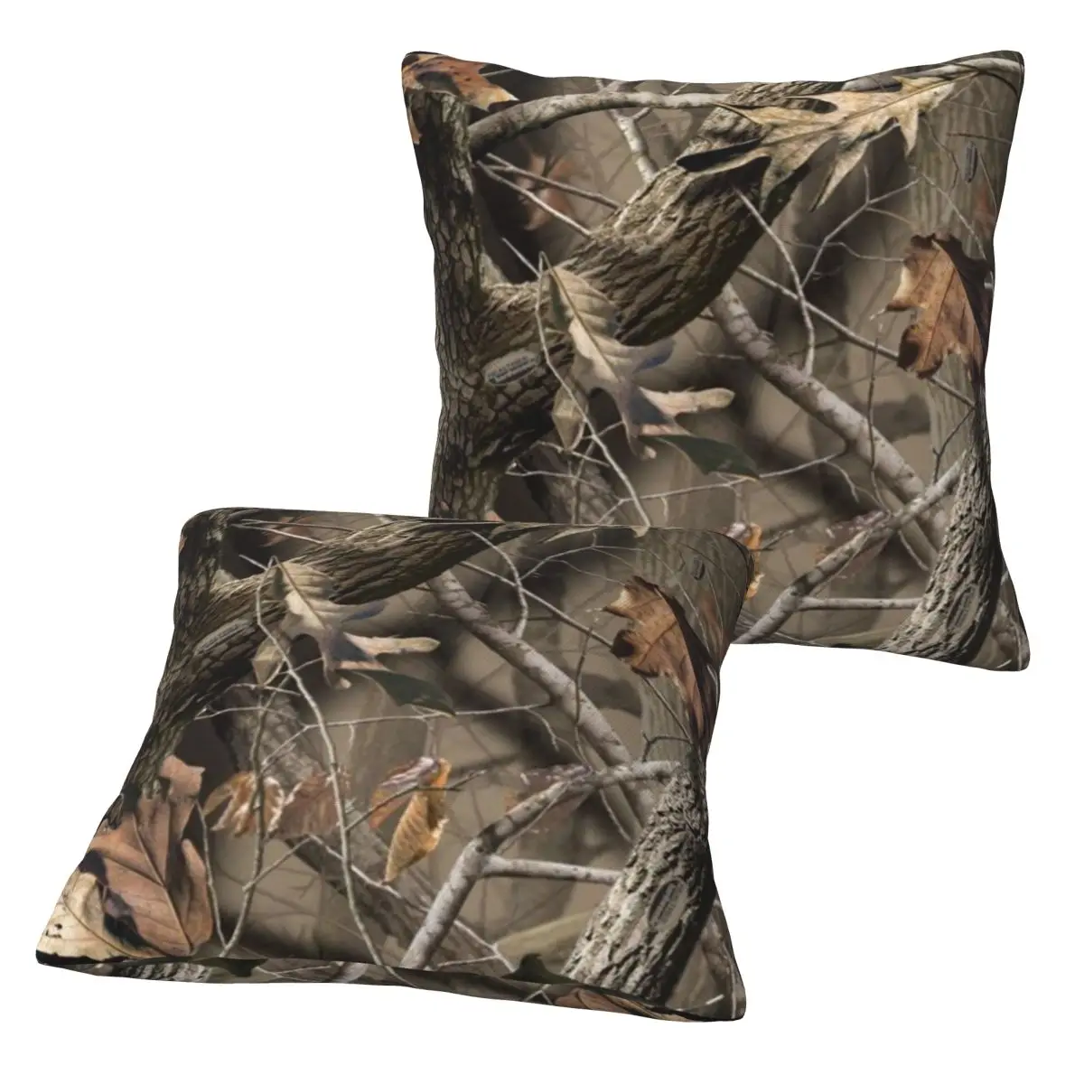 Real Tree Camouflage 2 pcs Square Pillowcase Pillow Cover Cushion Zip Decorative Comfort Throw Pillow for Home Car