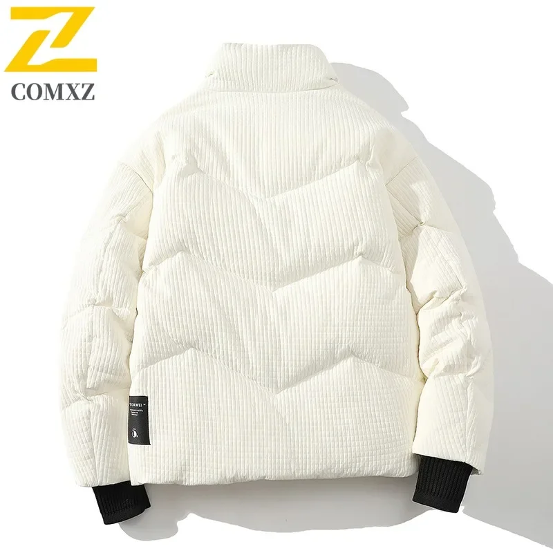 COMXZ Warm Thick Parker Coat Solid Color Minimalist Fashion Snow Skiing Puffer Jacket Street Stylish Down Jacket Men's Clothing