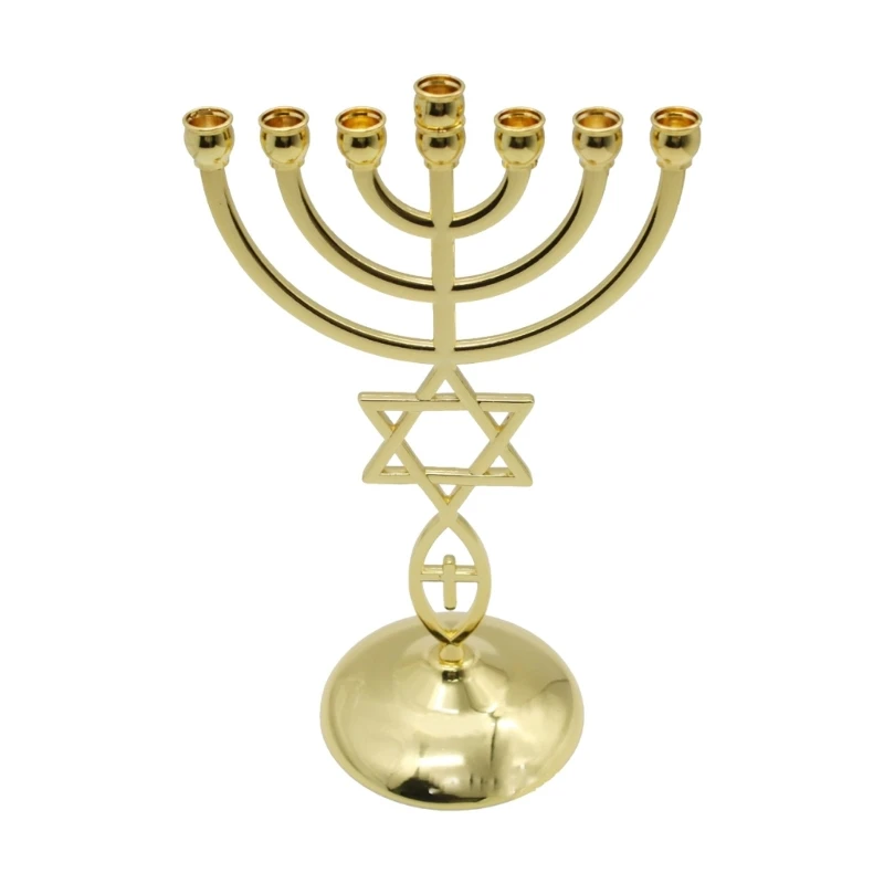

Menorah Holder 7 Branch Gold Plated Stand Candlestick Ornament