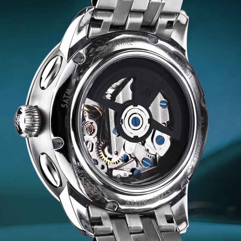 Shanghai Watch Multi-Function Chronograph Automatic Men's Mechanical Watch Calendar 316L Stainless Steel Sapphire Watches SH9001