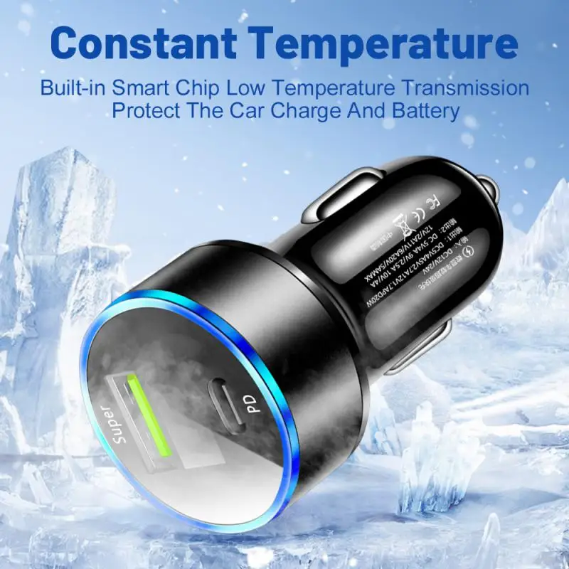 Phone Charger Fast Charging 20w Car Supplies Car Charger Adapter Multifunctional Car Accessories Cigarette Lighter Type-c