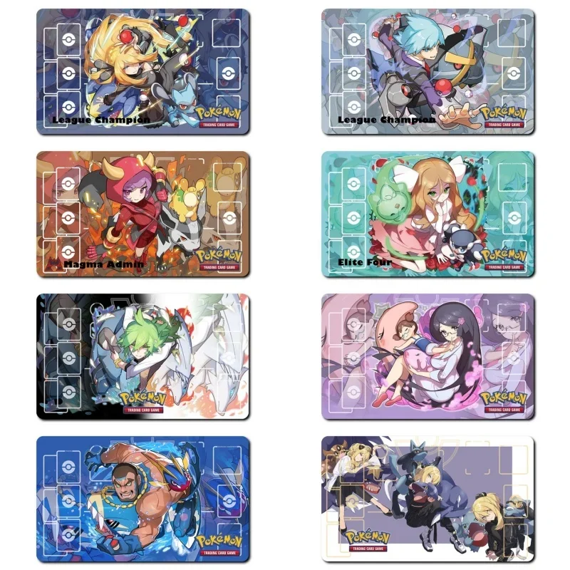 Pokemon Zinnia Leon Caitlin Anime Game Characters Self Made Toy Gift Classic Series Cards Pad Rubber Collection Card Dueling Mat