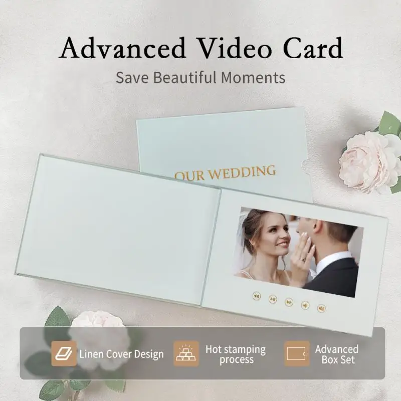 7 Inchs Wedding Video Book Card 4Gb Lcd Invitation Gift Music Greeting Card Upload Videos Birthday Photos Invite Digital Frame