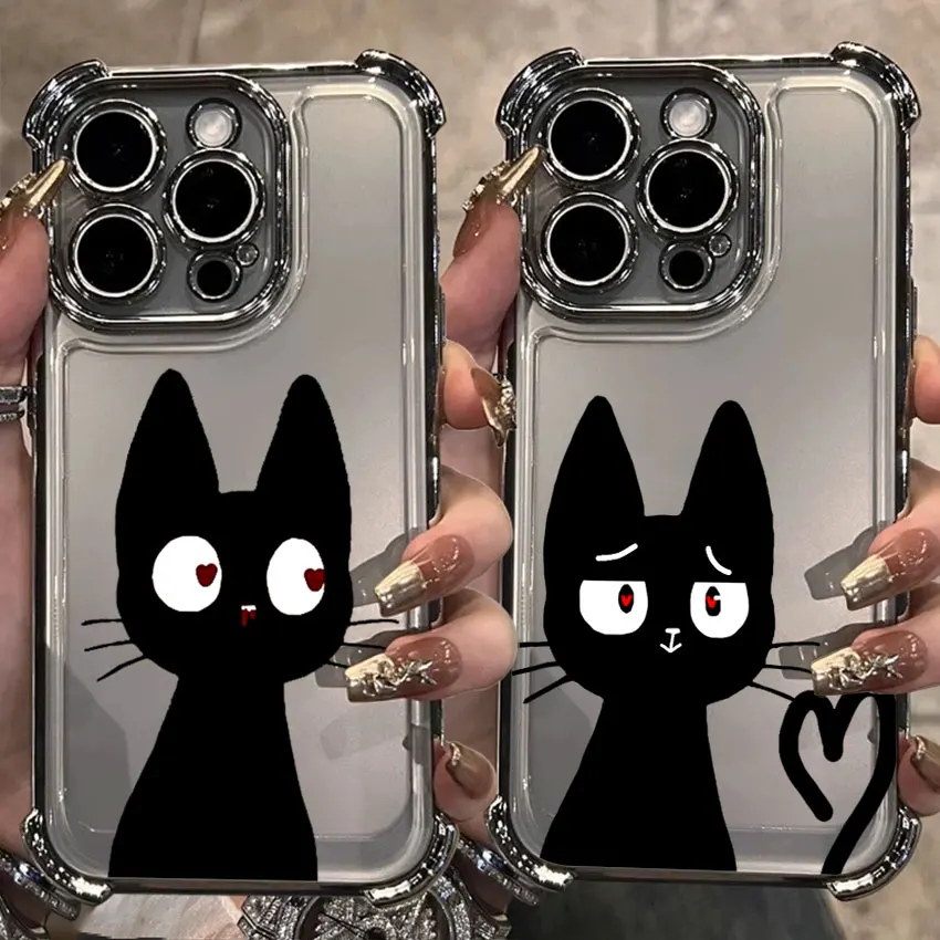 

Lustful Black Cat Love Case For Samsung Galaxy A56 A55 A54 A52 A53 5G A36 A34 A35 A33 50 A73 A26 A25 A16 A06 Silver Phone Cover