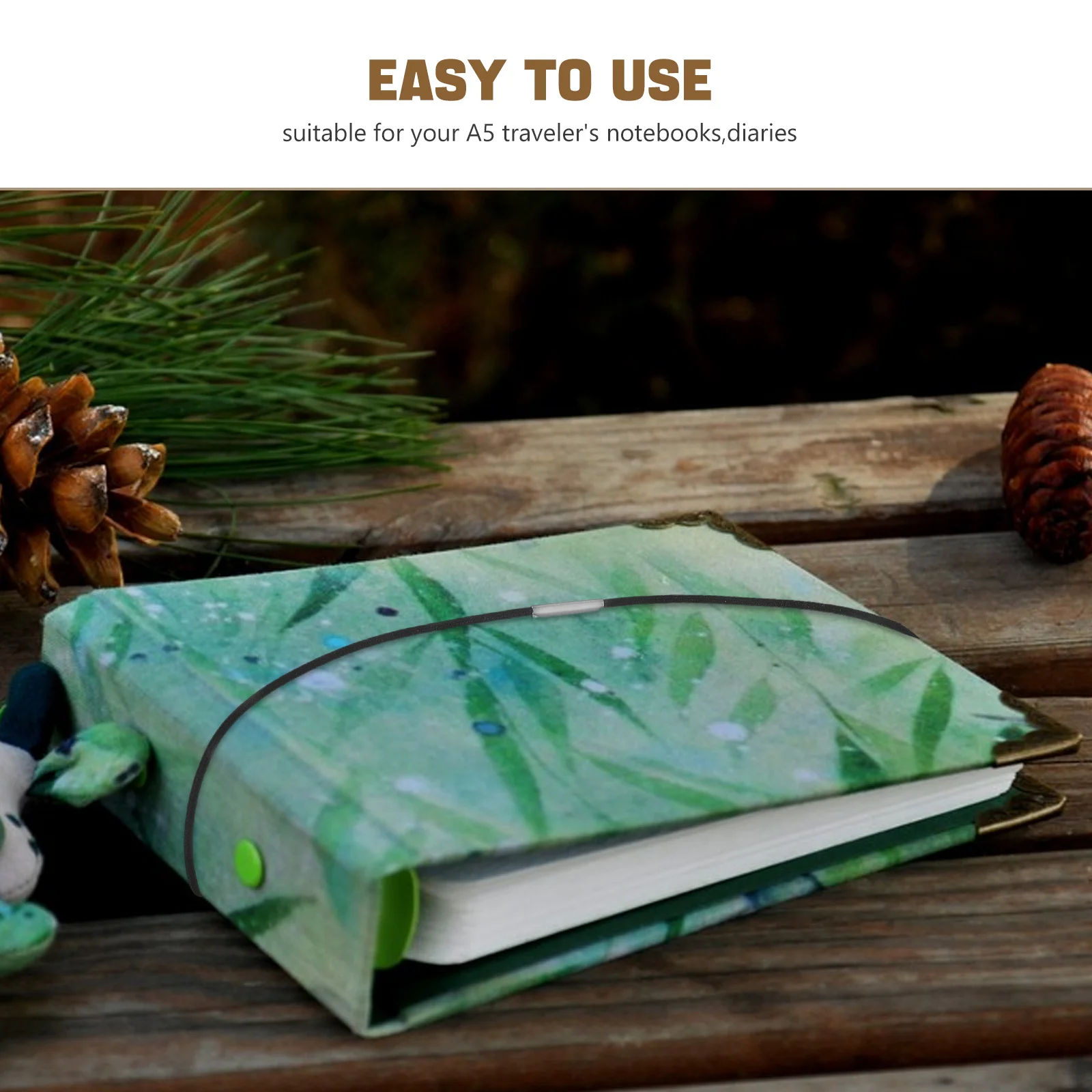 6Pcs Notebook Binding Ropes Black Elastic Bands for A5 Traveler's Journal DIY Connection Accessories Replacement Refill Cords