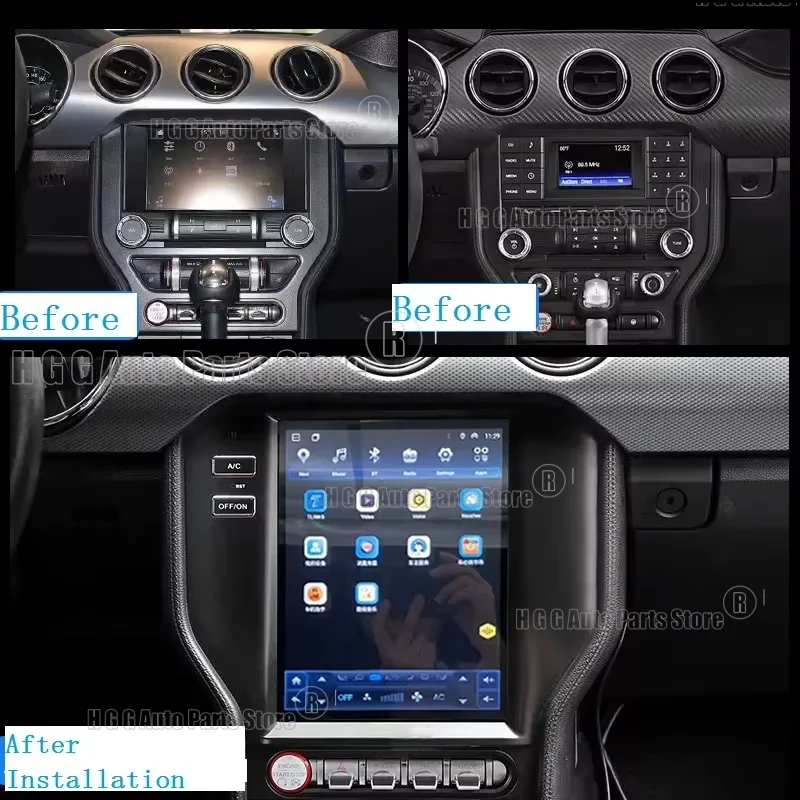 For Ford Mustang 2015 2016 - 2021 Car Android 14 Screen Navigation GPS Radio Stereo Multimedia Video Player 4G Carplay Head Unit