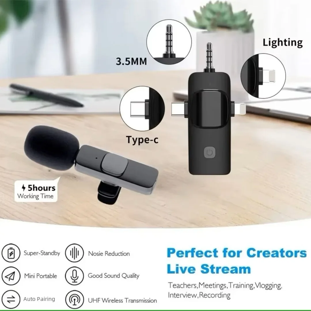 ميكروفون لاسلكي، واجهة USB/TYPE-C/iOS/3.5 مم 4 في 1، مناسبة لتسجيل مؤتمرات الفيديو مع الوسائط المباشرة #3