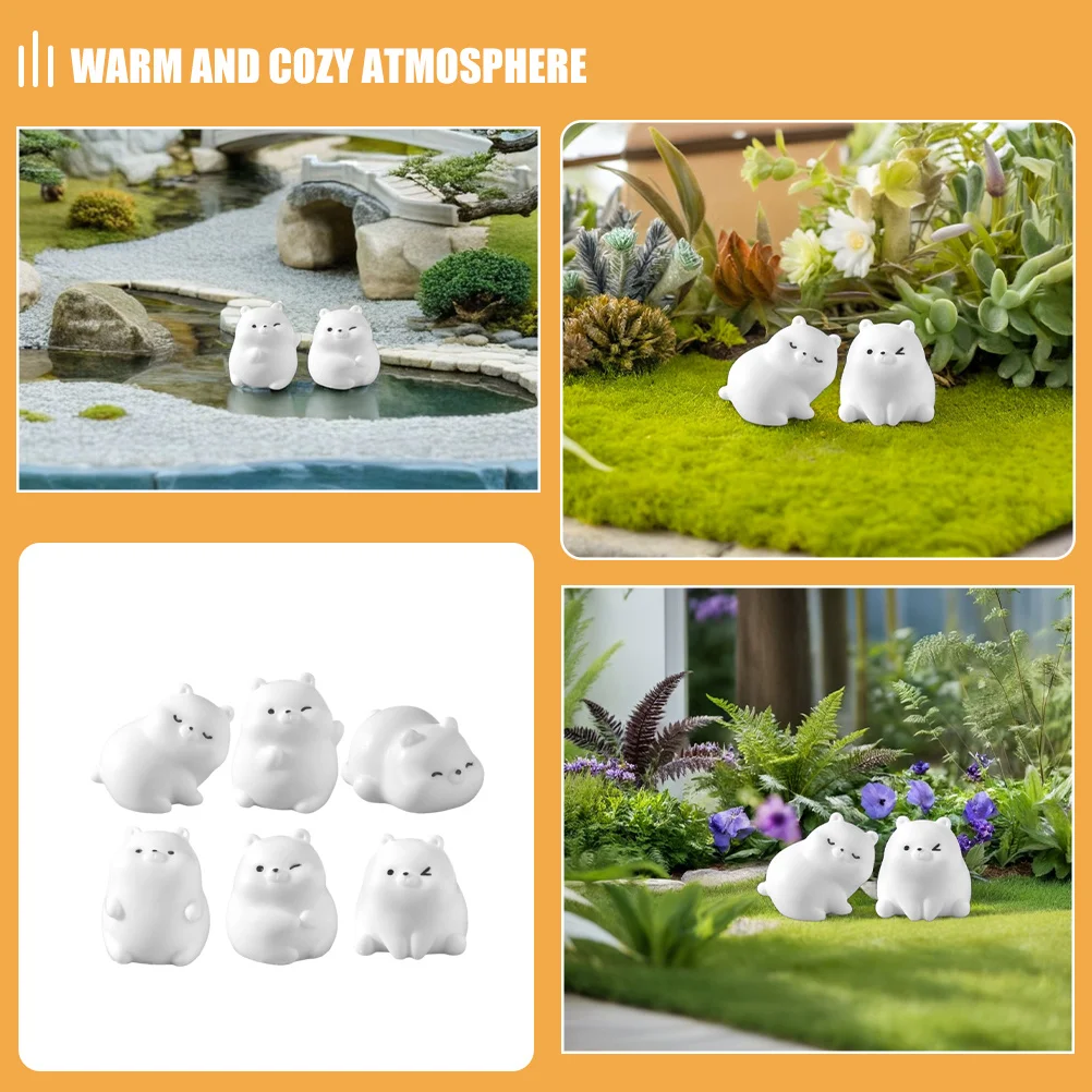 6 stuks hars mini beer standbeelden prachtige sneeuwscène desktop ornamenten kerstversiering winter dieren beeldjes