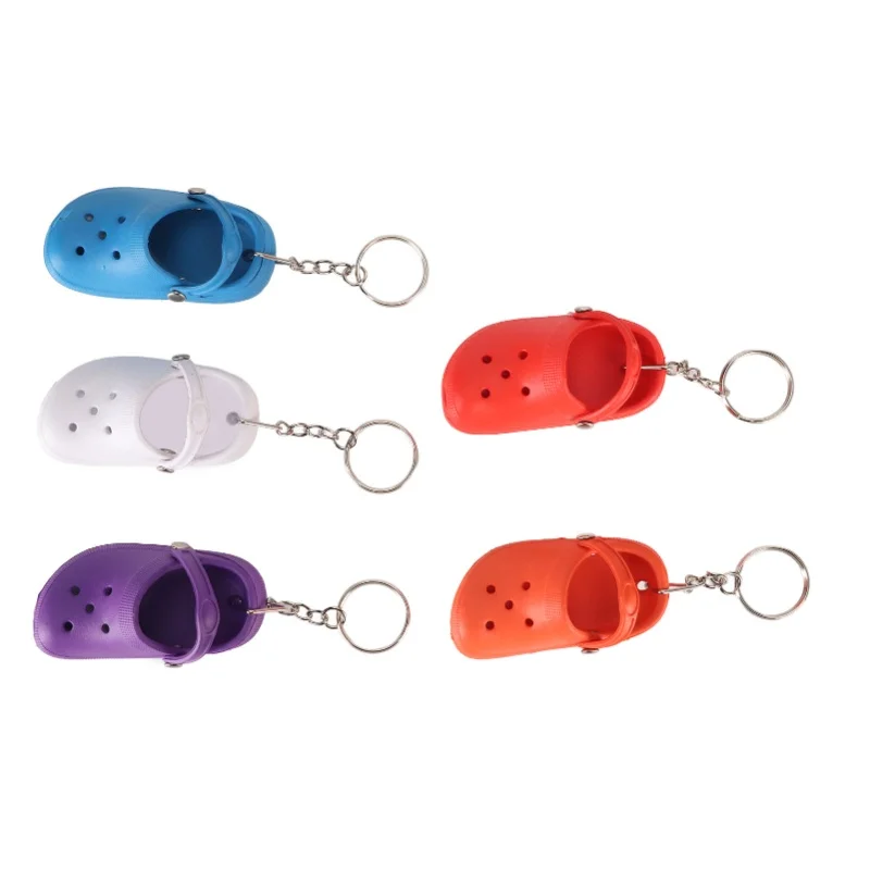 20Pcs Slipper Keychain Assorted Colors Soft Flexible Silicone Sturdy Hole Shoes Keychain For Bag Backpack Clothes