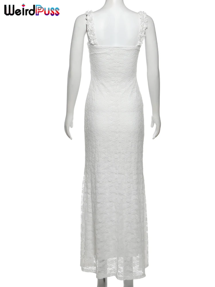 Weird Puss Ruched Jacquard Dress Women 5quare Collar Backless Sleeveless Elegant Birthday Party Gown Trend Chic Long Bodycon