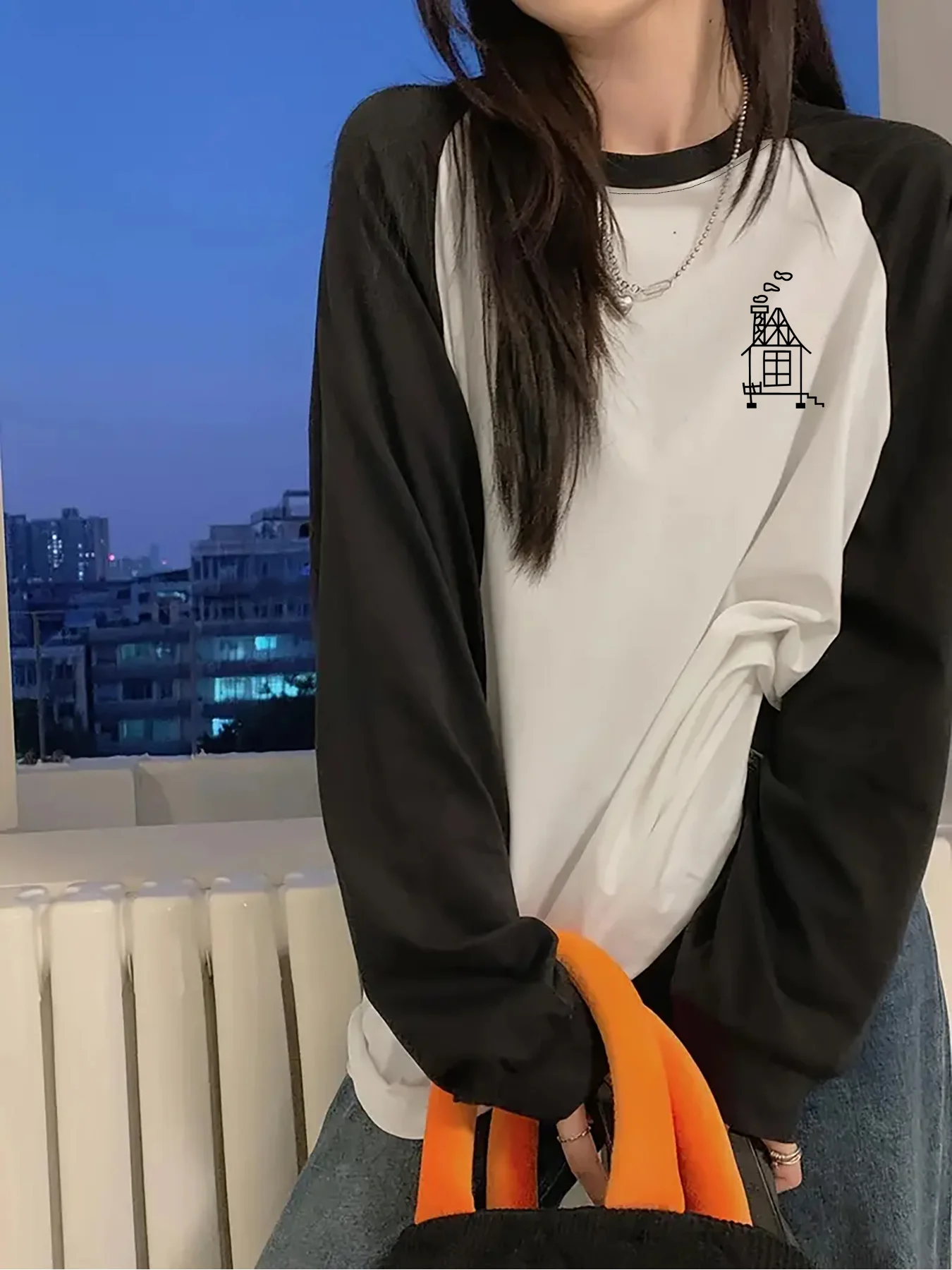 Women's Y2K American Retro Raglan Long Sleeve T-Shirt Featuring A Graphic Print Design Casual Tops Vintage T Shirt Clothes Femme