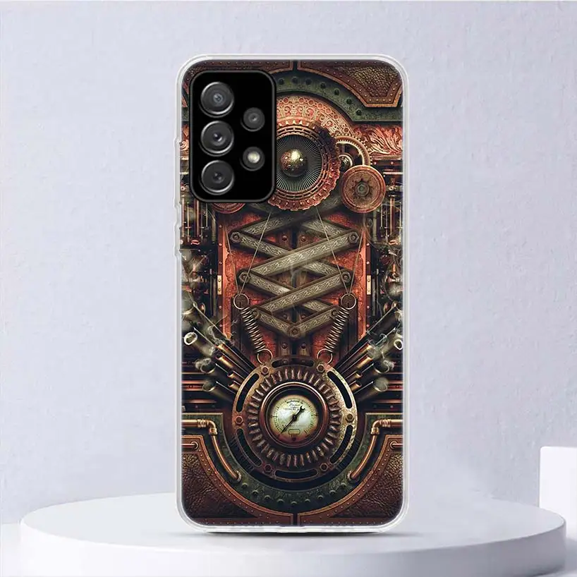 Steampunk Gear Mechanical Soft Case For Samsung Galaxy A15 A14 A13 A12 A55 A54 A53 A52 Phone Cover A35 A32 A33 A25 A23 A22 A05S 