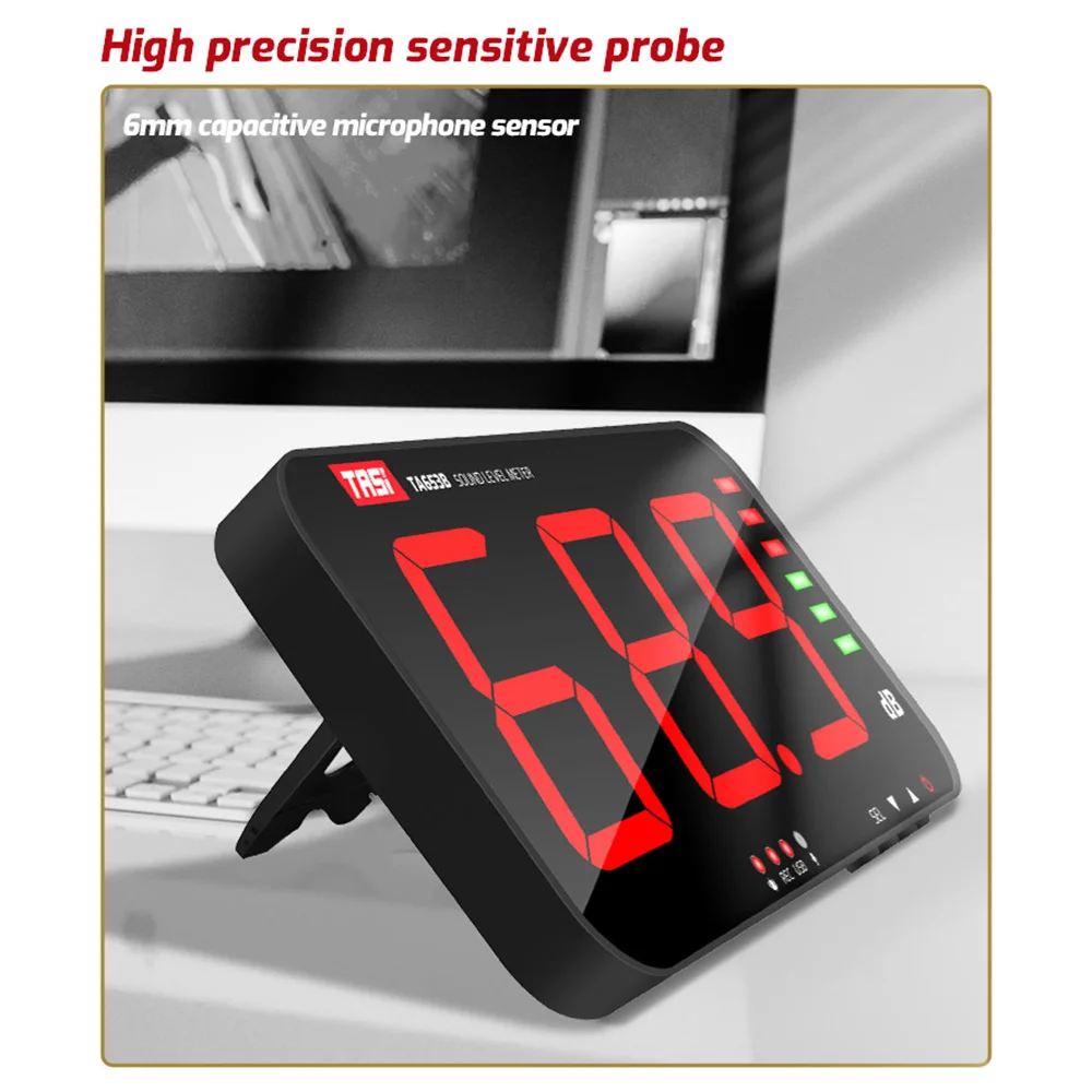 TASI TA653A Digital Sound Level Meter Large Screen Display Noise DB Meter Wall Hanging Type Alarm Hospital Restaurant Ba G