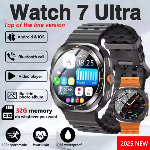 2025 New For Samsung Watch 7 Ultra Smart Watch Men 32GB Memory Video GPS NFC 47mm AMOLED Fitness Sport Tracker Health Smartwatch