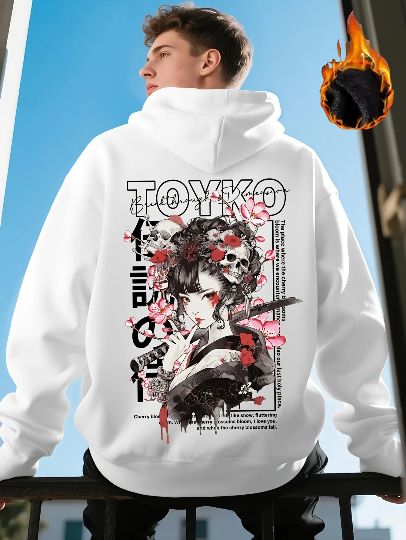 Sudadera con Capucha Holgada y Cálida para Hombre, Estilo Casual DeportivoUrbanoOtoño/InviernoconEstampadodeSamurái Japonés Y2K