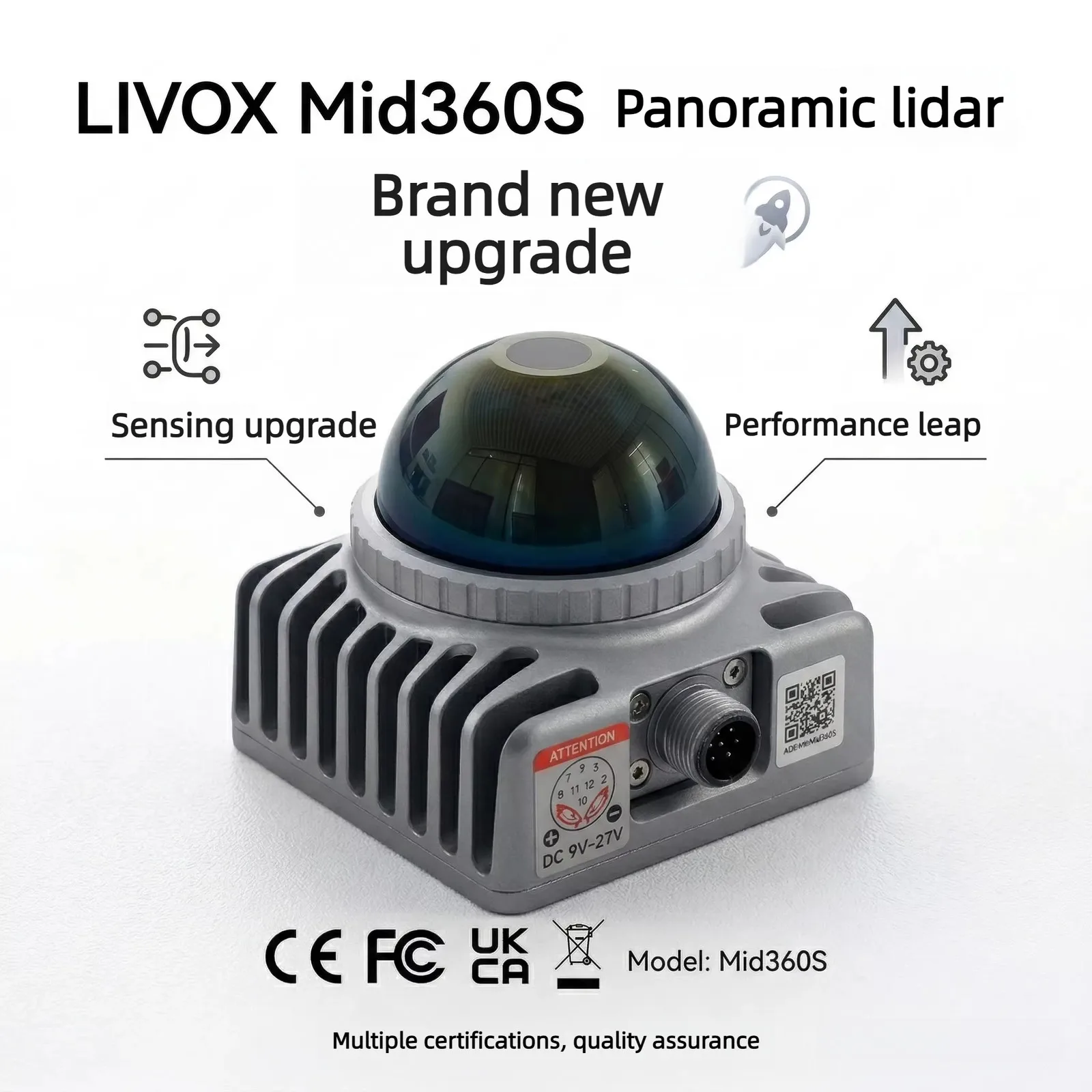 Livox Mid-360S LiDAR 3D Sensor, 10cm Minimum Range, for Autonomous Vehicles and Localization Robots