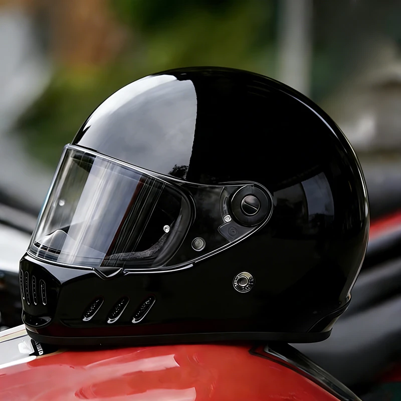 

DOT-certified retro full-face motorcycle helmet, compatible with Harley-Davidson and cruiser bikes, unisex design