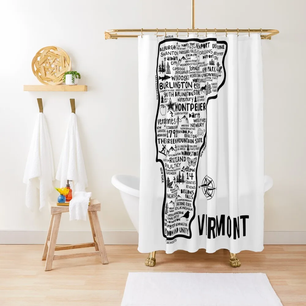 

Vermont Map Shower Curtain Shower Bath Shower Set Curtain
