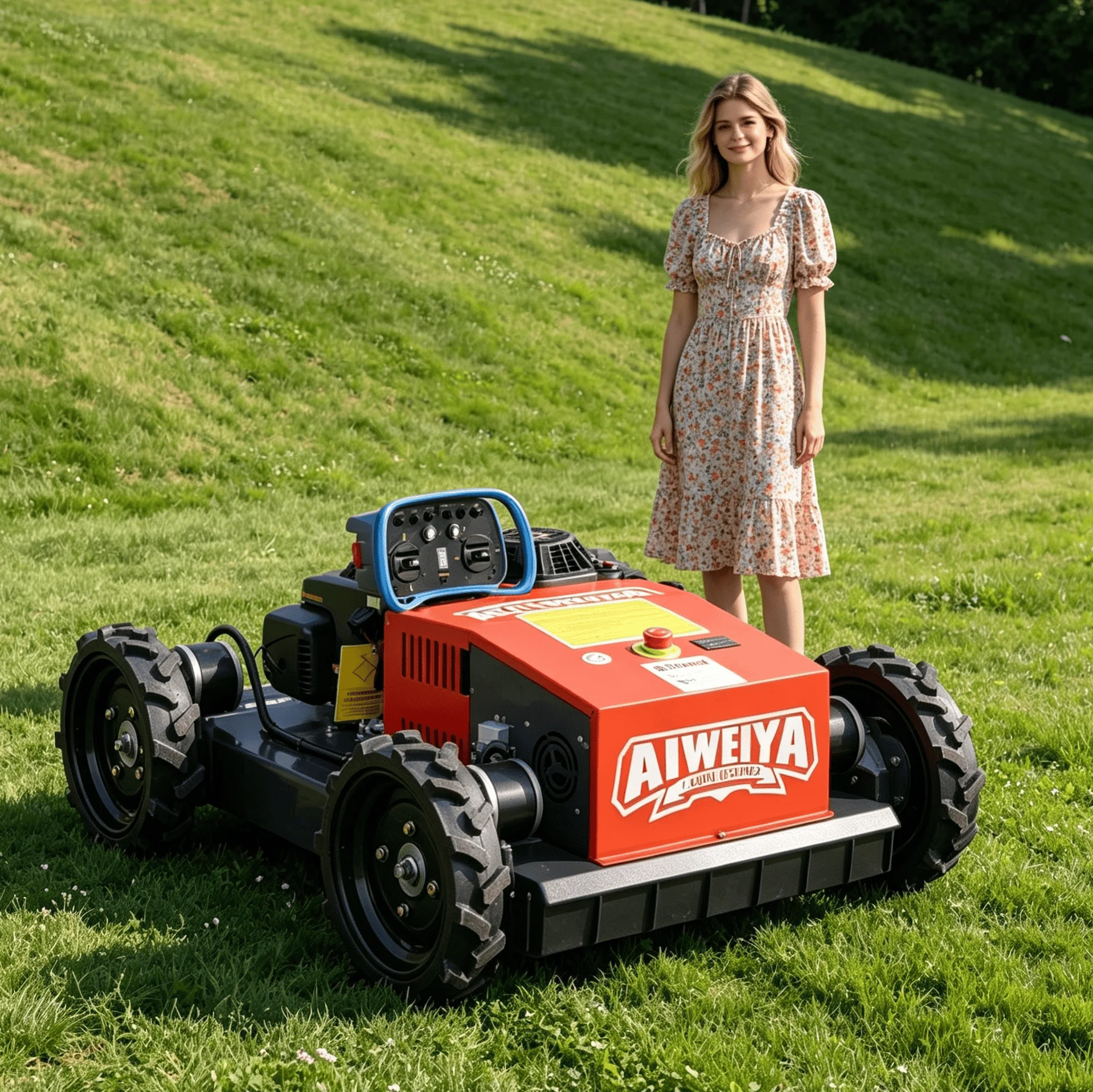 

Customized durable petrol remote lawn mower robot optimized cutter for hillside wasteland bush clearing and household regular la