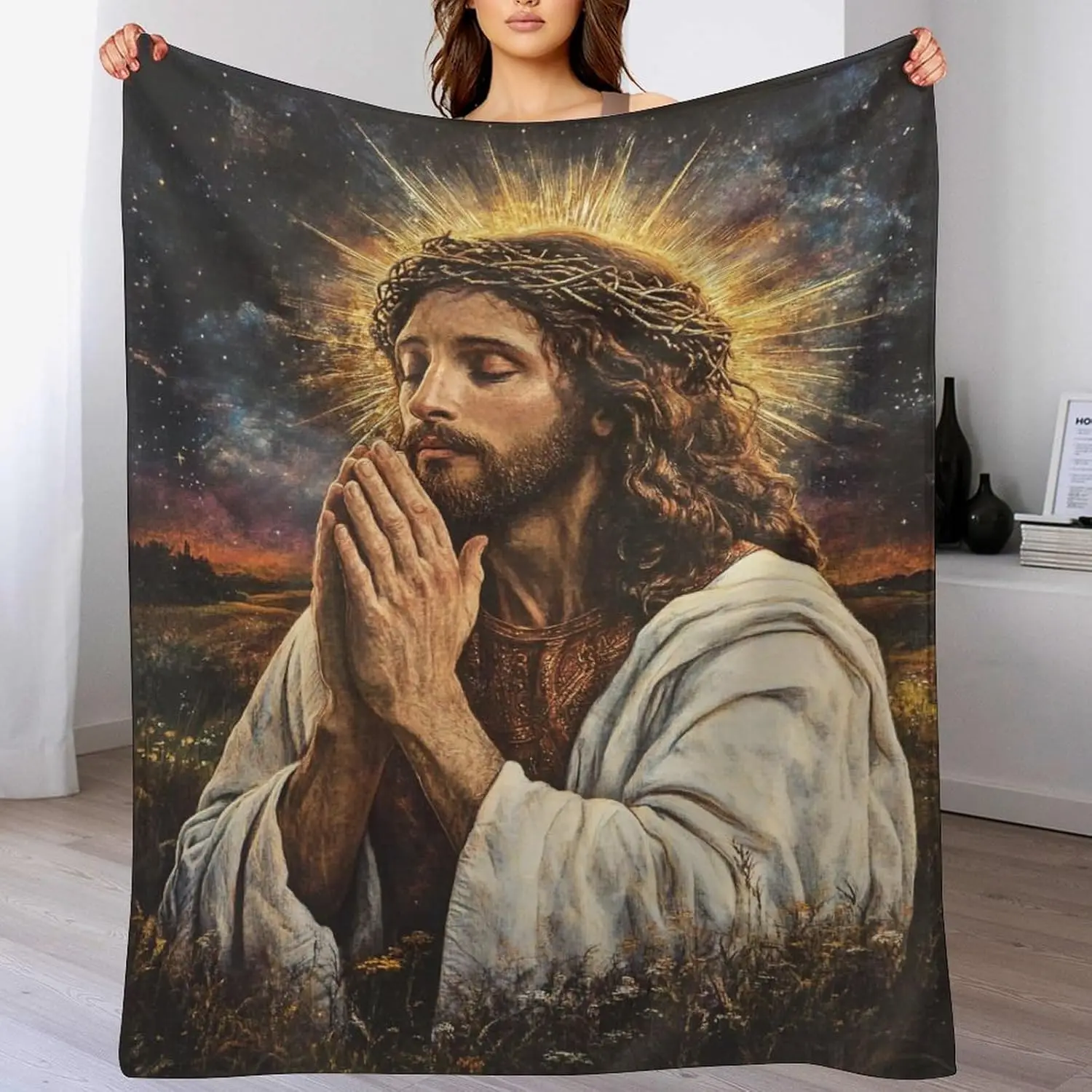 Jesus Christ Throw Blanket Christian Religious Faith Cross Blanket Bible Verses Inspirational Prayer Jesus Gifts Soft Fleece