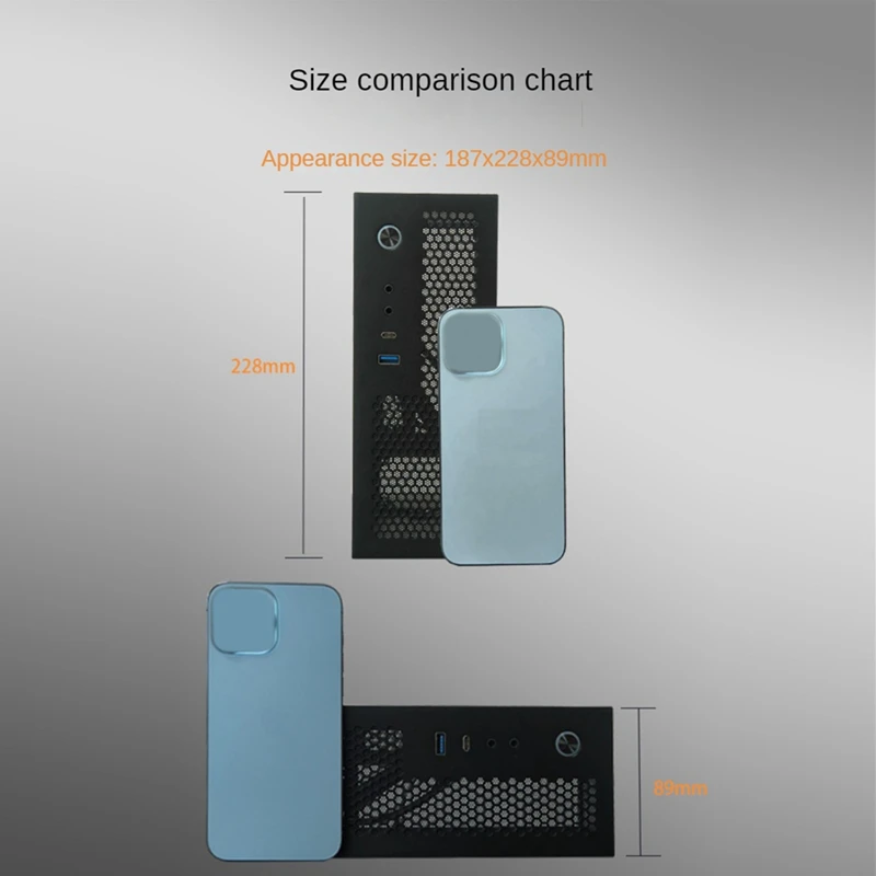 A09 HTPC Computer Case Mini ITX Gaming PC Chassis Desktop Chassis USB3.0 Type-C Computer Case Home Computer Case Black-DTB3 - view 6