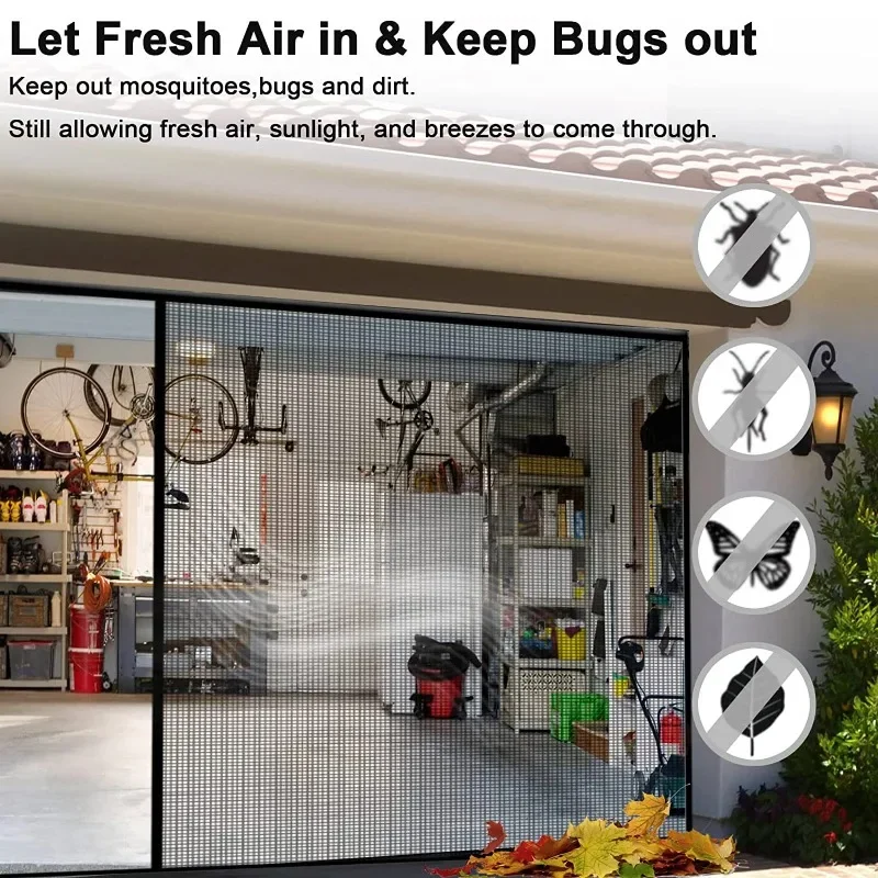 

Custom Size Garage Mosquito-resistant Curtain Fiberglass Door Curtain Magnetic Self-priming Screen Curtain Without Hole Drilling
