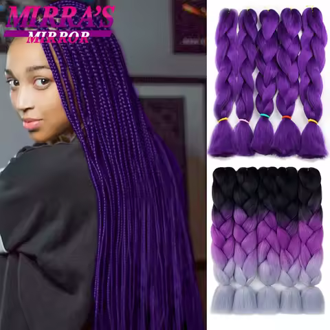 5 Bundles Jumbo Braid Hair Purple Synthetic Braiding Hair for Box Crochet Braids Support Wholesale Green Pink Braids 100g/Pack