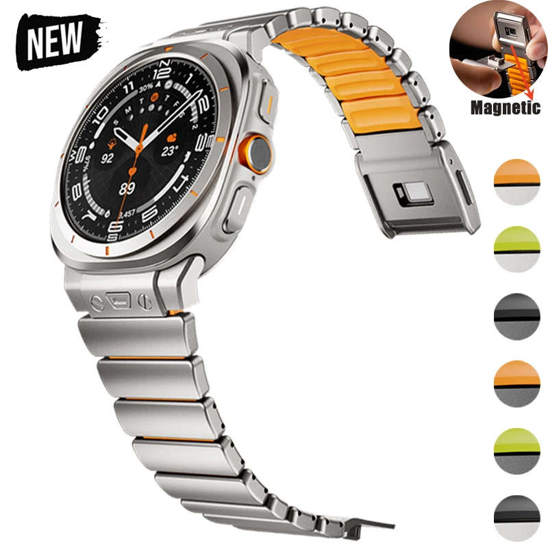 

Титановый магнитный ремешок для Samsung Galaxy Watch Ultra 2025, роскошный спортивный силиконовый браслет для Galaxy Watch Ultra 47 мм
