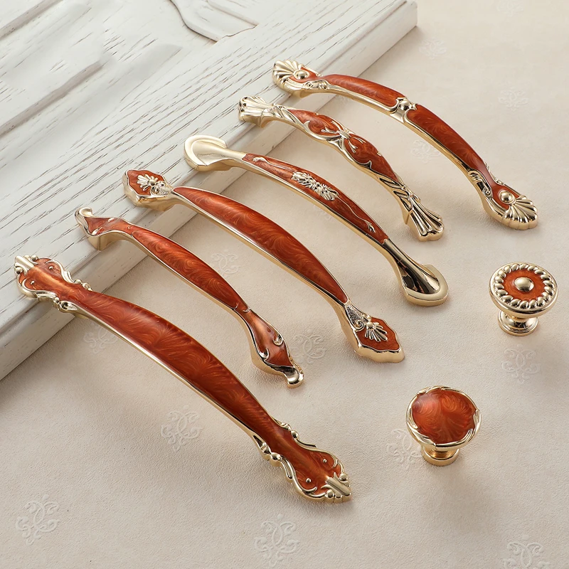 Red Amber Kitchen Cabinet Storage Handles Door Kitchen Dressers Closet Knobs Cabinet Drawer Knobs Wardrobe Furniture Handle