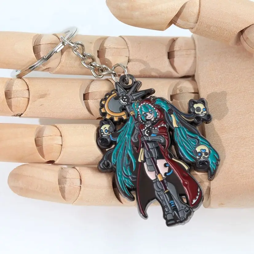 Bonito cantor virtual adeptus mechanicus warhaammer40k mashup esmalte chaveiro tecnologia punk menina sacerdotisa chaveiro presente esqueleto acc