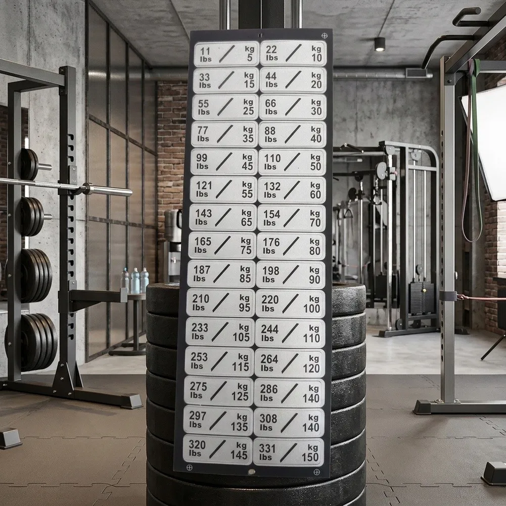 Clear Digital Weight Stickers 5kg to 150kg for Dumbbell Sets Barbells and Cable Machine Weight Blocks Fast Peel Design