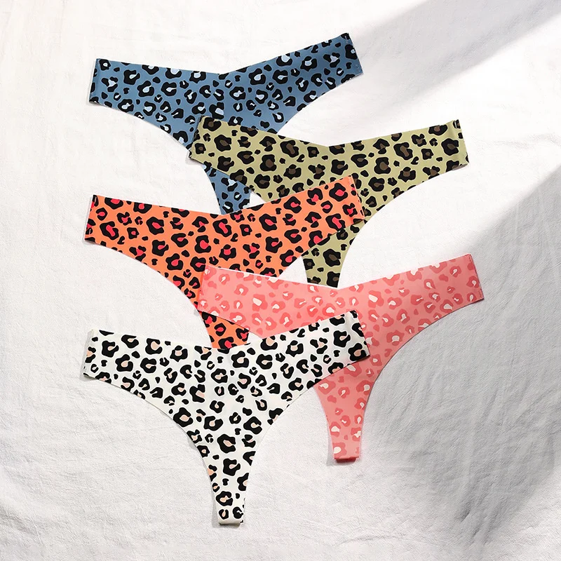 Women Underwear Seamless T Panties G-String Sexy Thongs Intimates Lingerie Briefs Leopard traceless ice silk quick drying sports