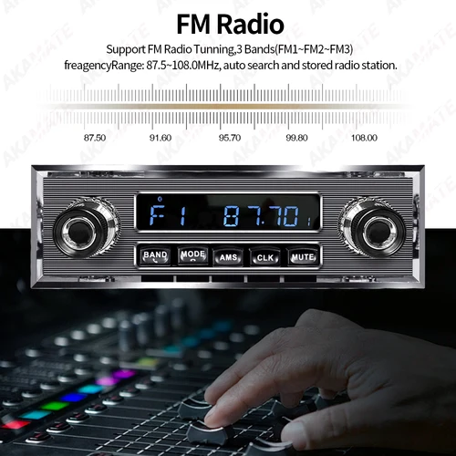Imagen 2 del producto Radio de coche para Mercedes Benz 1Din reproductor Multimedia MP3 soporte de Audio estéreo carga de teléfono Bluetooth EQ AUX USB FM Radio