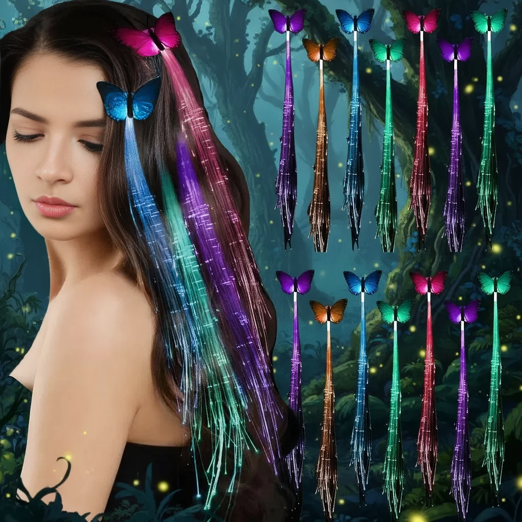 

50/100 шт. светящихся заколок-бабочек для волос – разноцветные светящиеся аксессуары для волос для рождественской вечеринки