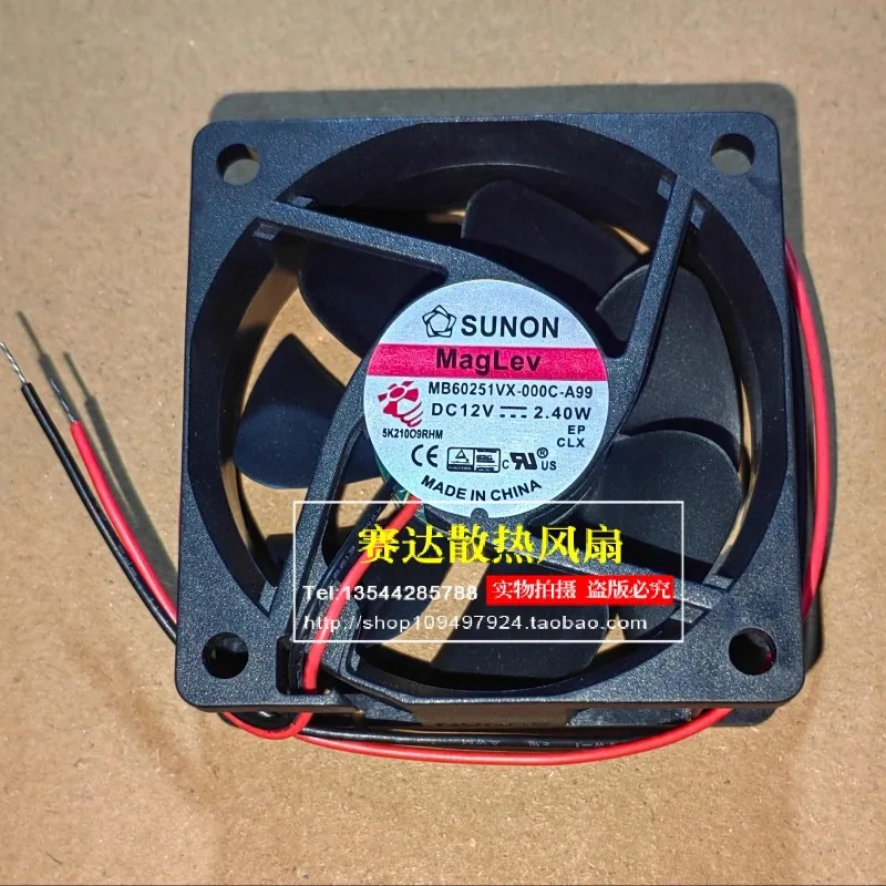 New Cooling Fan for SUNON MB60251VX-000C-A99 6025 12V 2.40W 2wire Cooling Fan 60 * 60 * 25MM