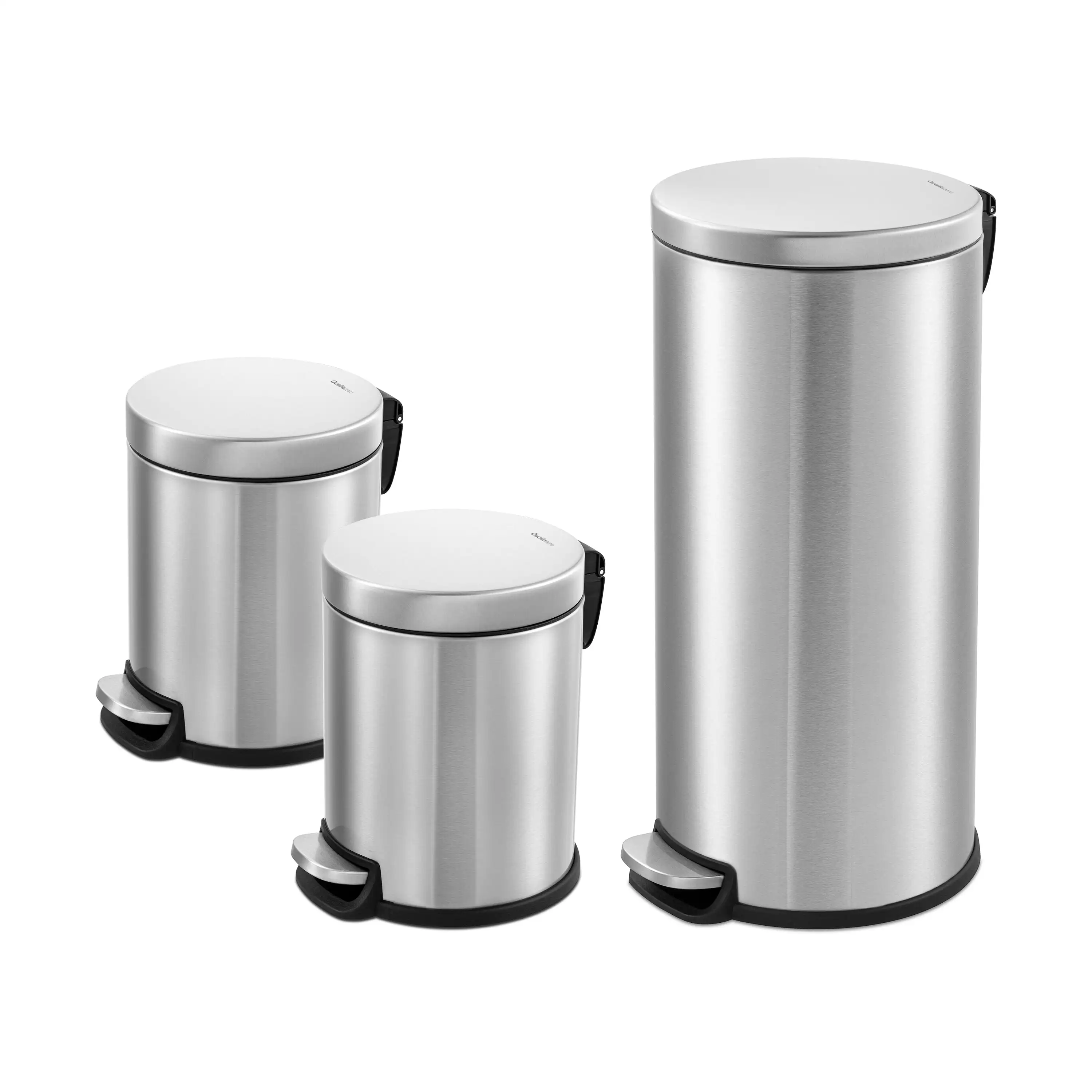 

8 gal + Two 1.3 gal Bathroom and Kitchen Trash Cans Round Step Can Combo kitchen trash bin