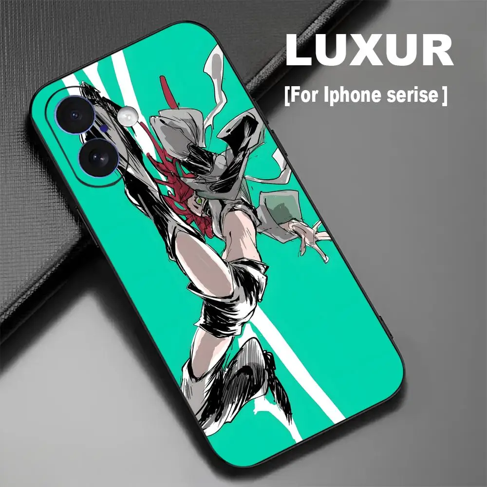 Coque de téléphone G-GACHIAKUTA Riyo A-Anime pour iPhone 17 16 15 14 13 12 X XR XS 8 Plus Mini Pro Max, souple, noire, antichoc