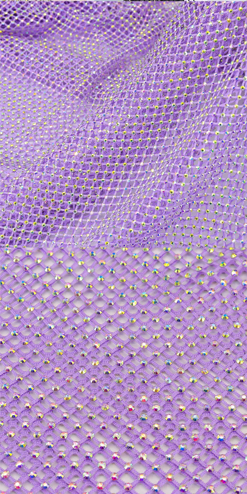 5 Yards Strass-Netzstoff Kristall Glitzernder Dehnbarer Funkelnder Lochmuster-Netzstoff DIY Kleidung Taschenherstellung Dekoration – Detail 5