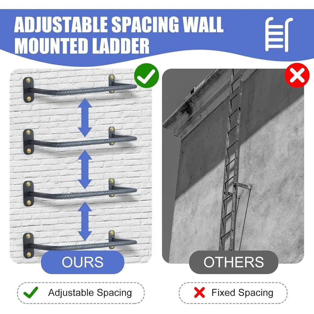 Adjustable Heavy-Duty Steel Egress Ladder for Basement Safety, 5-Rung, 700lbs Capacity