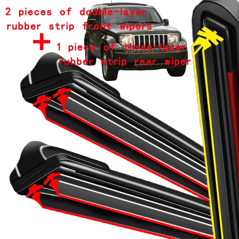 

For Jeep Cherokee KL 2014-2023 2015 2016 2017 Wiper Front & Rear Wiper Blades Windshield Windscreen Window Brushes 26"+18"+14"