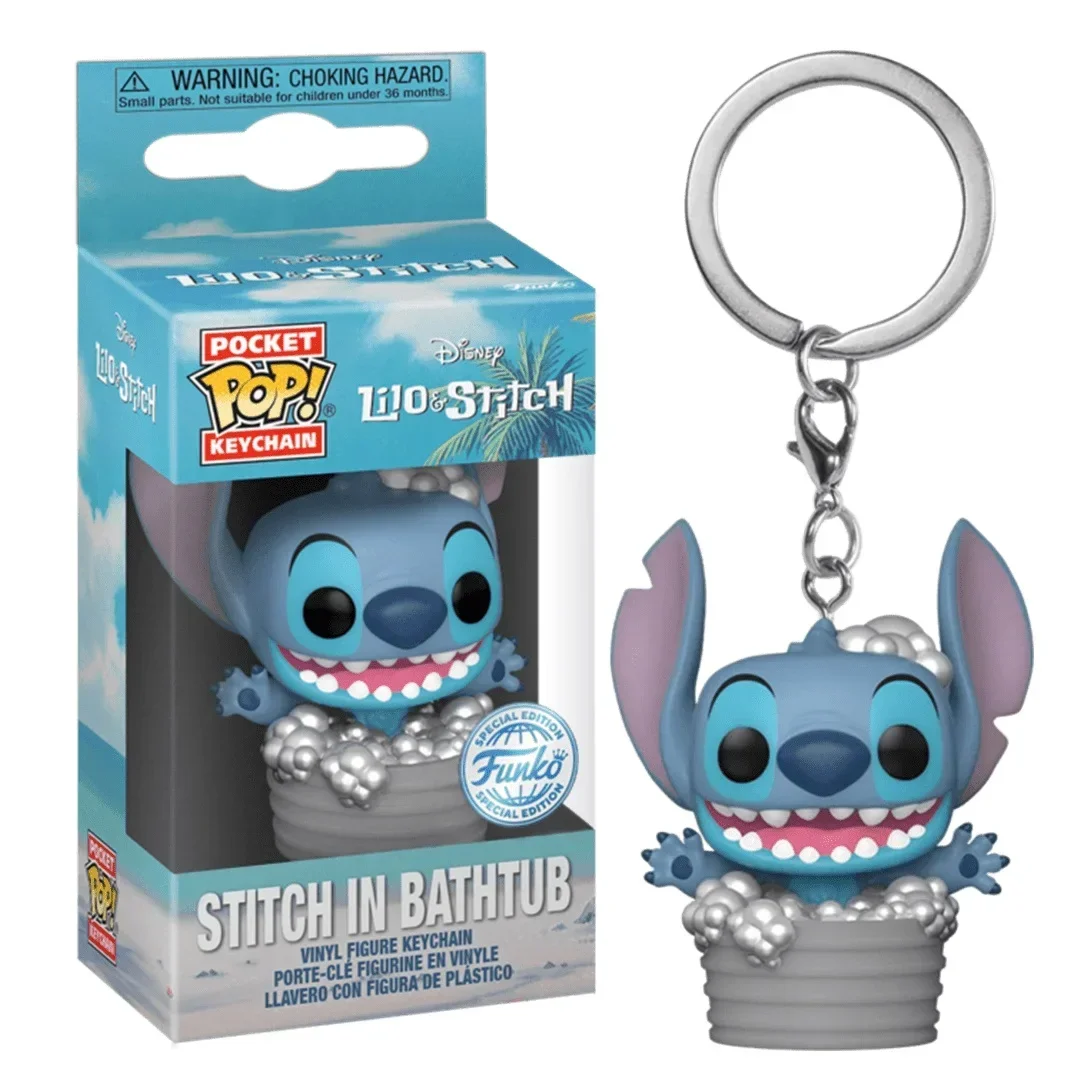 FUNKO POP Disney HULA STITCH ELVIS SLEEPING STITCH IN BATHTUB Summer STITCH Keychain Toy TIKI STITCH LILO SCRUMP Keyring Toys - view 6