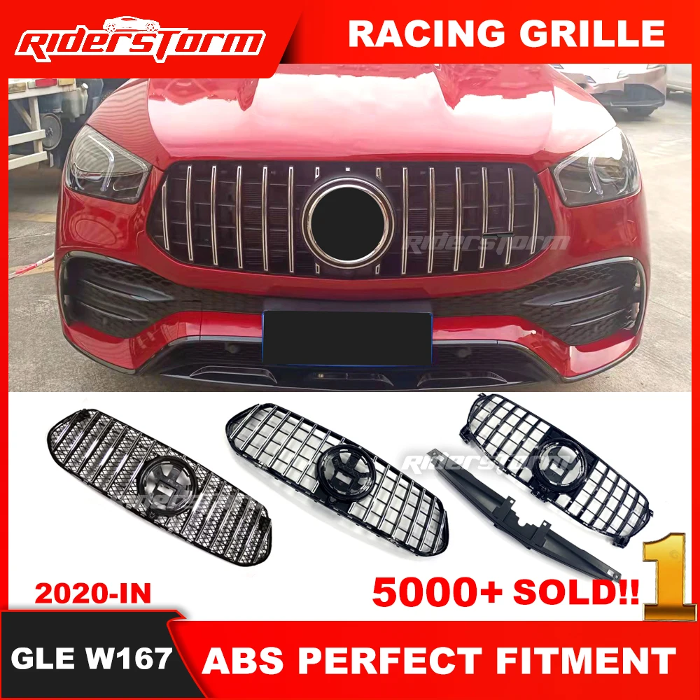 2020+ New GLE w167 Front Bumper Sport GLE 53 front racing grill with Mesh GLE450 Gle Front Gt Grille W167 Gt Grill With Mesh